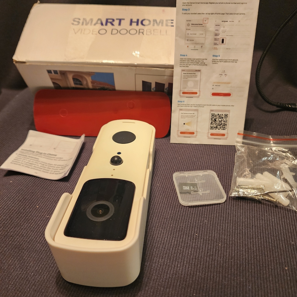 Smart Home Video Doorbell White | Wireless WiFi Security Camera Doorbell